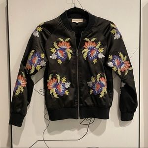 Black Embroidered Bomber Jacket